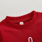 Toddler Boy Valentines Day Outfit Love Crewneck Sweatshirt Letter Long Sleeve Shirt Pullover Tops Valentines Day Clothes (V-Red