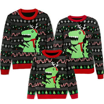Simplee Kids Ugly Christmas Round Neck Sweater Family Matching Outfits For Holiday Party Knitted Pullover,Long Sleeve For Winter