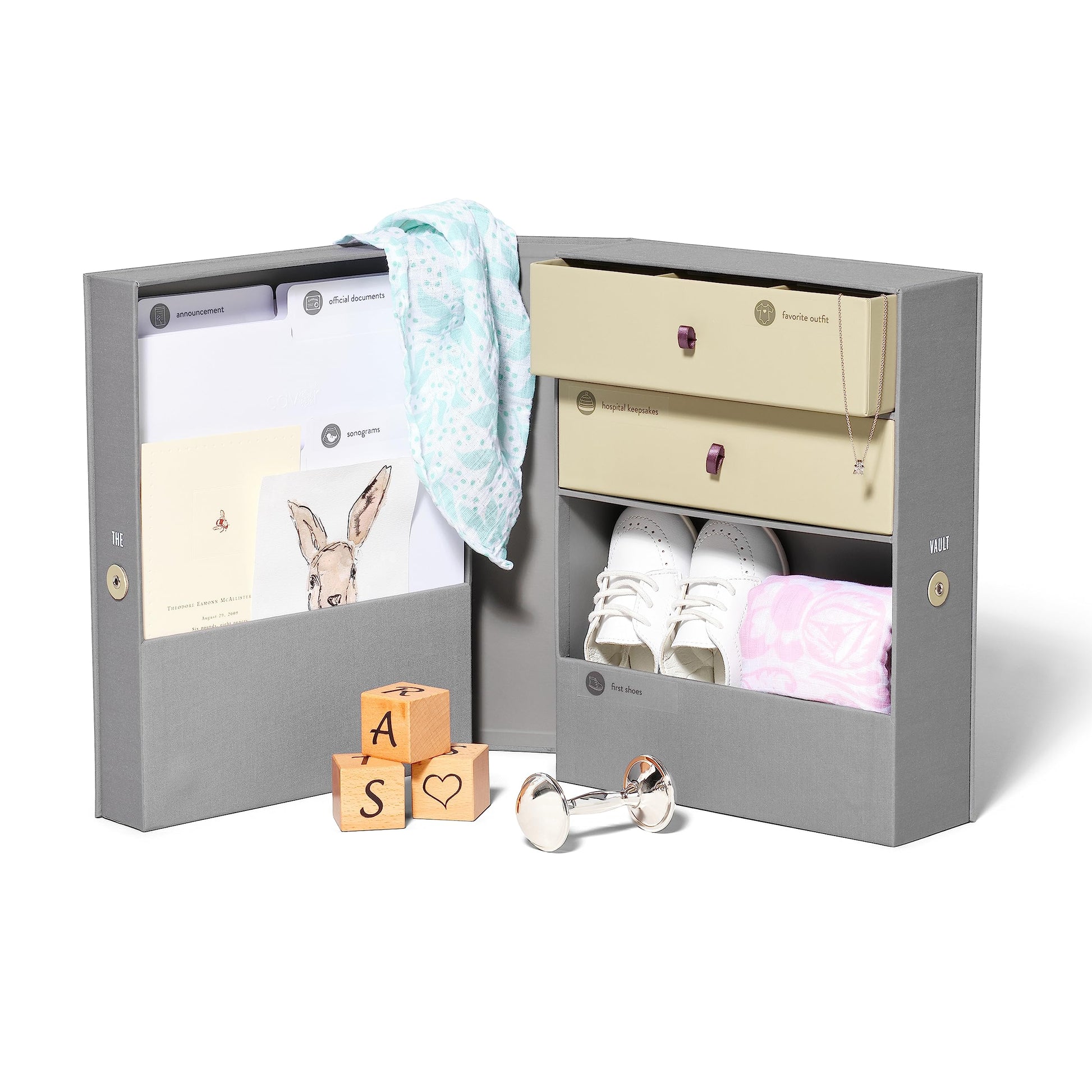Savor | Baby Keepsake Organizer Box | The Original Fabric Acid-Free Modern Minimalist Gender-neutral Memory Box with Labels | Fo