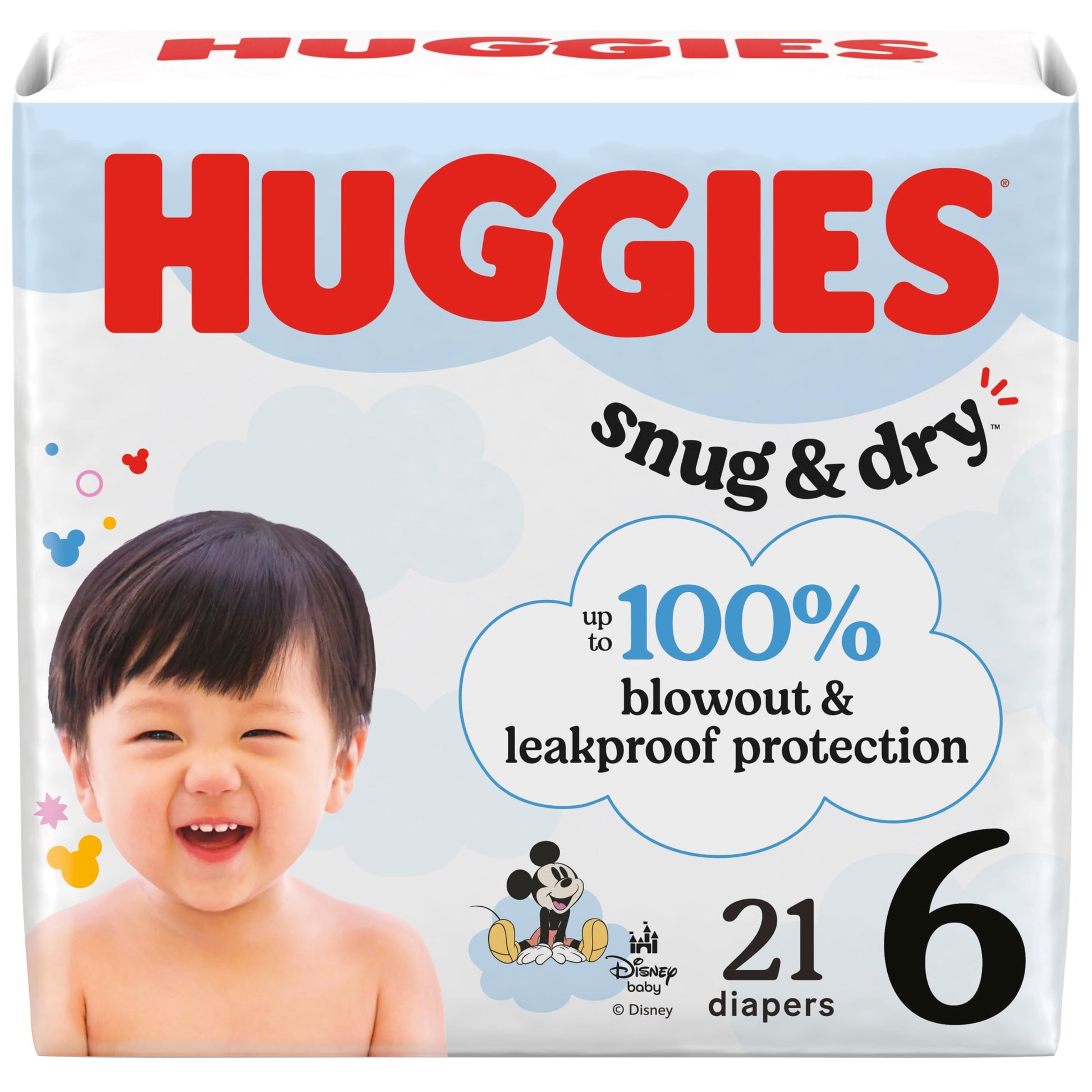 Huggies Size 6 Diapers, Snug & Dry Baby Diapers, Size 6 (35+ Lbs), 21 Count, Packaging May Vary