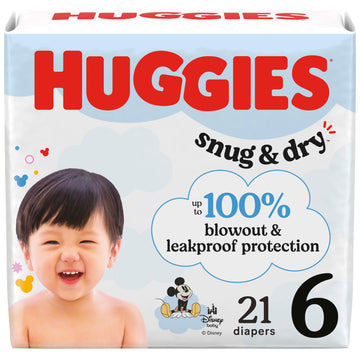 Huggies Size 6 Diapers, Snug & Dry Baby Diapers, Size 6 (35+ Lbs), 21 Count, Packaging May Vary