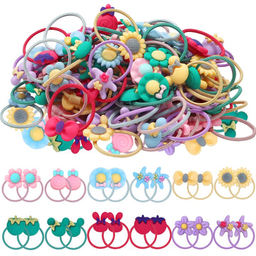 Willingtee 120Pcs (60 Pairs) Mix Colors Gelastic Hair Ties Soft Rubber Bands Hair Bands Holders Pigtails Accessories For Girls I