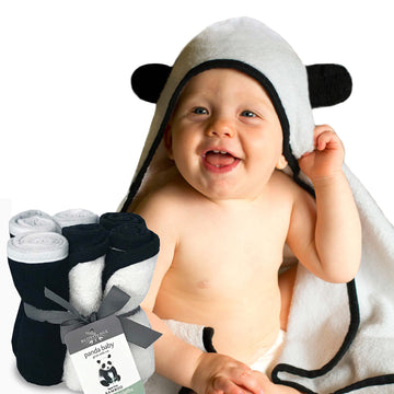 Bedvoyage Baby Hooded Towel, 8Pc Set With Baby Washcloths, Viscose Derived From Bamboo & Cotton, Toddler Bath Towel Gift Set, Ge