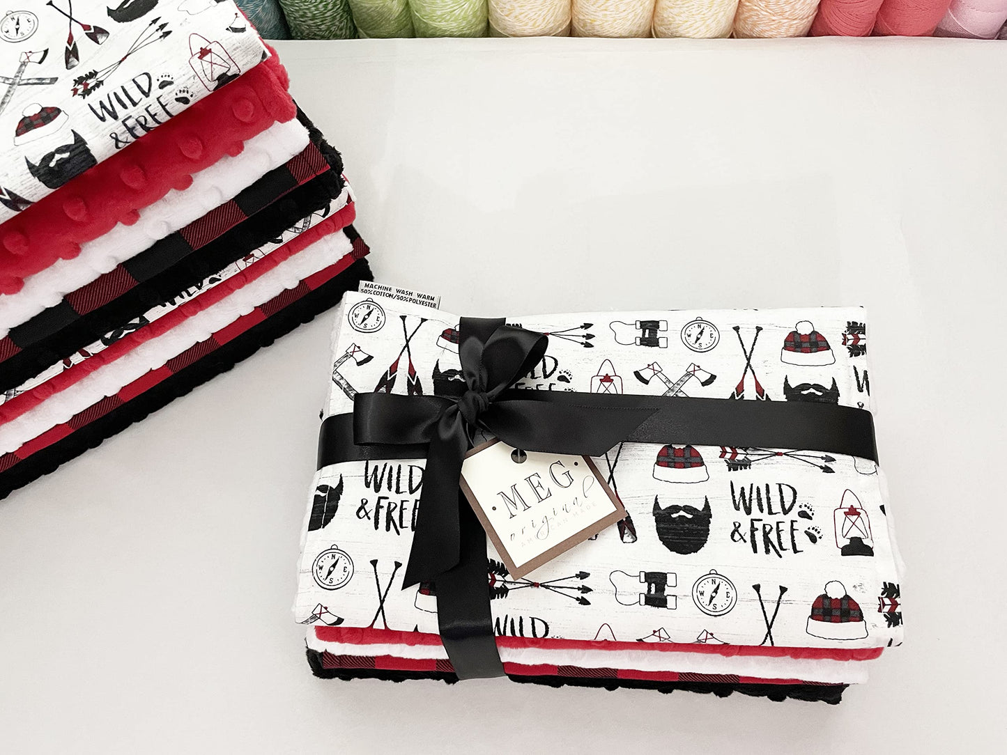 Wild + Free Baby Boy Burp Cloth Set Of 5, Meg Original, Buffalo Plaid Woodland 104