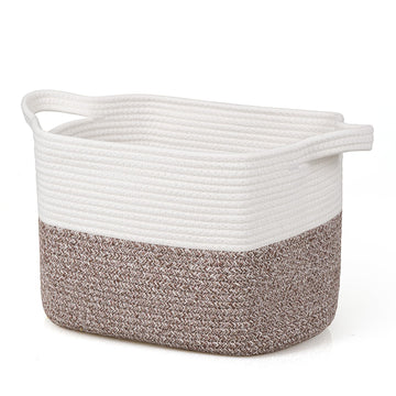 Cotton Rope Woven Toy Baskets Storage Cube, Baby Laundry Basket, Toy Basket, Empty Gift Basket With Handles, Square Storage Bask