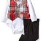 Bonnie Baby Girls Boys' 4 Pc Vested Pant Set, Red/White, 24 Months