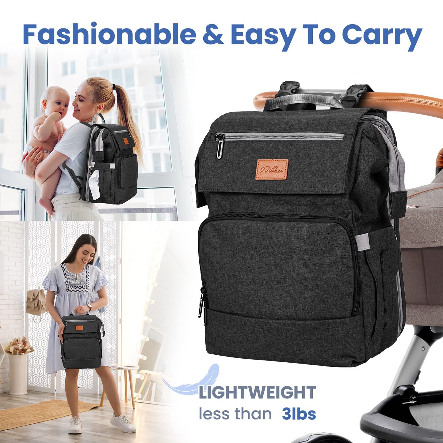 Pillani Baby Diaper Bag Backpack, Baby Bag For Boys& Girls,Diaper Backpack,Baby Registry Search,Newborn Essentials Baby Gifts