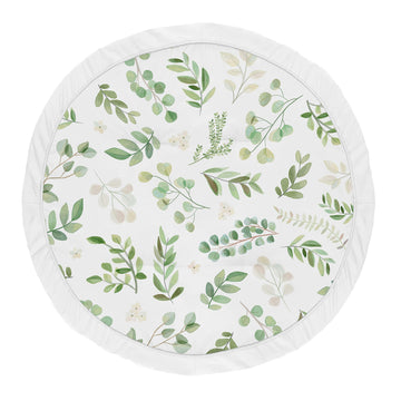 Sweet Jojo Designs Floral Leaf Girl Baby Playmat Tummy Time Infant Play Mat - Green And White Boho Watercolor Botanical Woodland