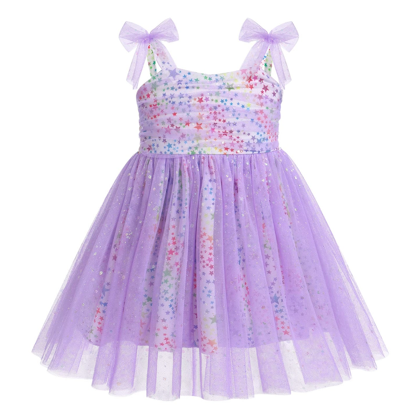 Baby Girls Rainbow Star Tutu Dress Summer Sleeveless Tulle Princess Birthday Party Dresses Toddler Little Girl First Communion P