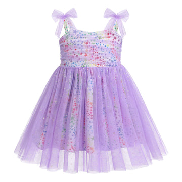Baby Girls Rainbow Star Tutu Dress Summer Sleeveless Tulle Princess Birthday Party Dresses Toddler Little Girl First Communion P