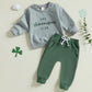 Baorji Toddler Baby Boy Fall Clothes St. Patricks Valentines Day Letter Print Sweatshirt Pants Set 2Pcs Outfits 0-2T 3T (Gray, 6