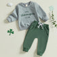 Baorji Toddler Baby Boy Fall Clothes St. Patricks Valentines Day Letter Print Sweatshirt Pants Set 2Pcs Outfits 0-2T 3T (Gray, 3