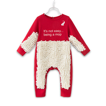 Cute Baby Mop Onesie - Funny And Functional, Perfect As A Long Sleeve Romper For Your Crawling Baby And For Use As An Everyday B