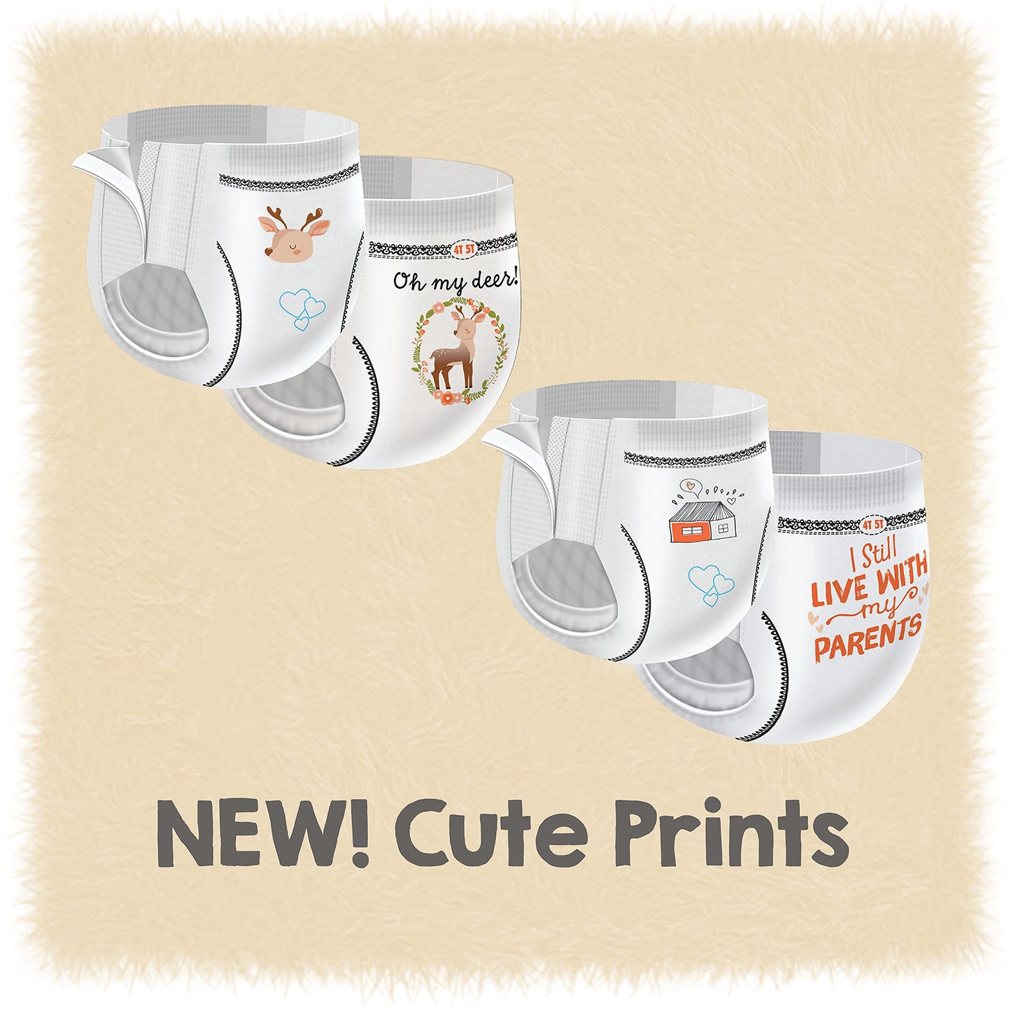 Cutie Girls 4T/5T Refastenable Potty Training Pants, Hypoallergenic With Skin Smart, 76 Count