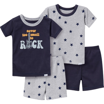 Gerber Baby Boys' Toddler Snug Fit 4-Piece Pajama Short Set, Music