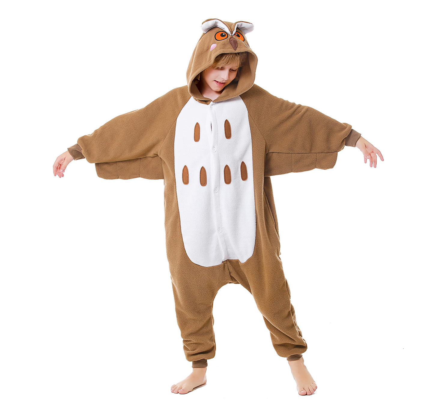 Owl Onesie Kids Animal Halloween Cosplay Costume For 10-12 Years Girls Unisex Outfuit One Piece Hooded Christmas Soft Pajamas Br