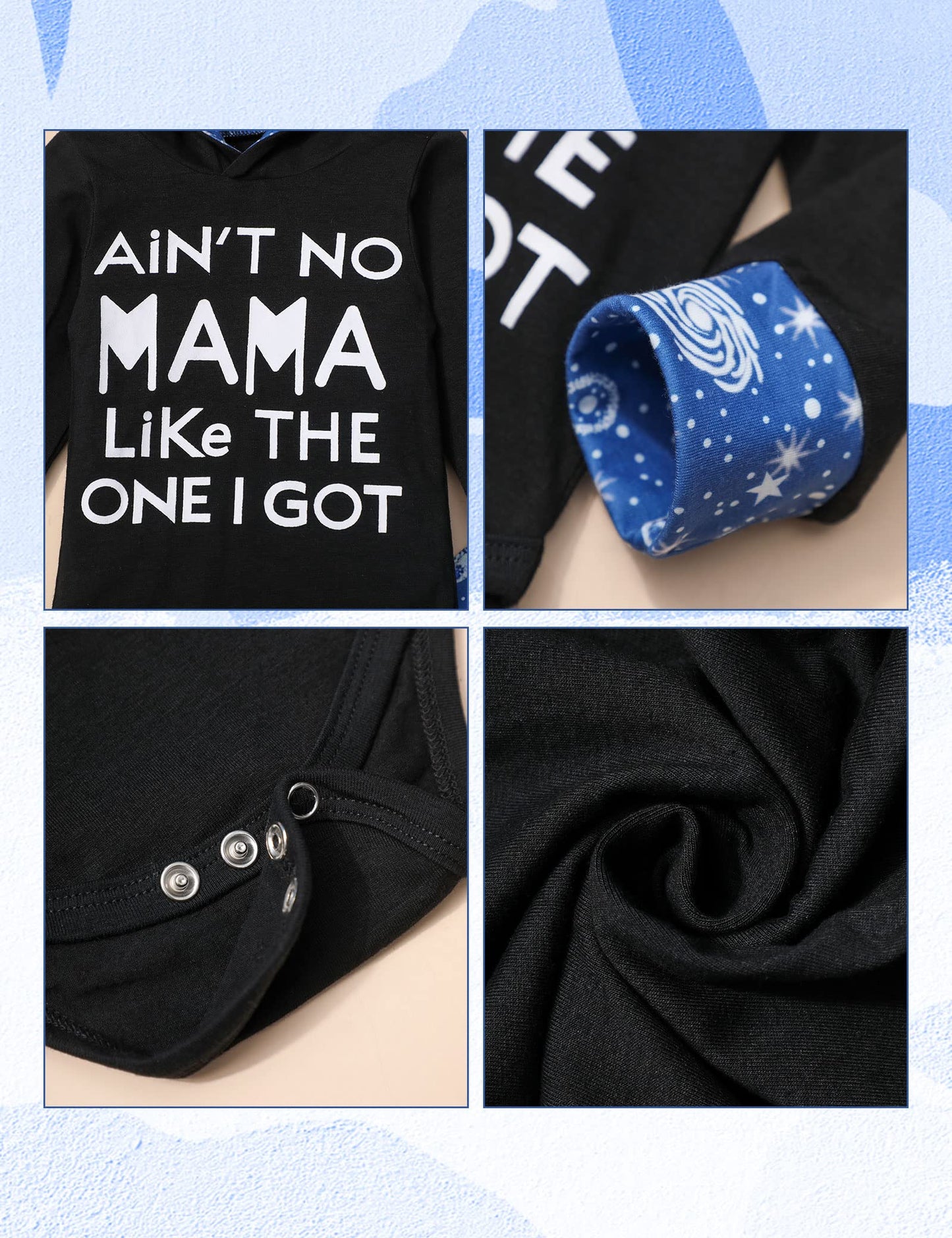 Fommy Baby Boy Clothes 9-12 Months Baby Boy Clothes Letter Print Black Hoodie Blue Pants 2Pcs 3-6 Months Baby Boy Clothes