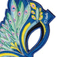 Fanciful Fabric Peacock Mask, 7''L Green