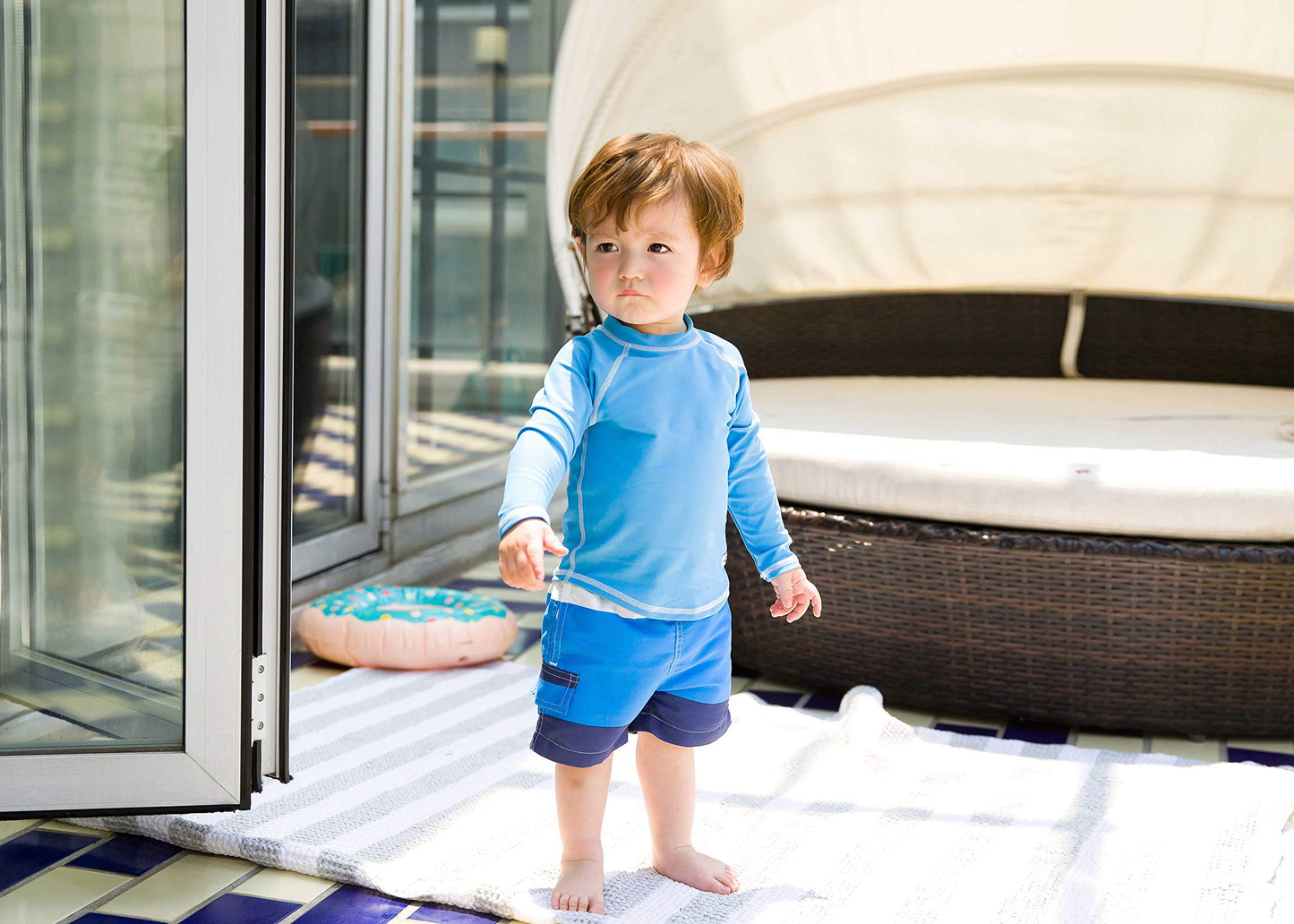 Vaenait Baby Infant Kids Sun Protection Rashguard Long Sleeve Swim Shirt L.Oasis Skyblue L