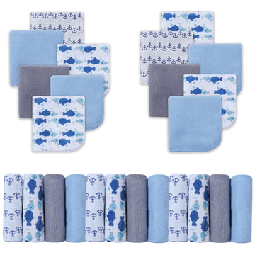 Viviland Baby Washcloths, Super Soft Baby Bath Towels For Newborn 24 Pack, Absorbent Face & Body Wash Cloth For Baby Boy, Blue-W