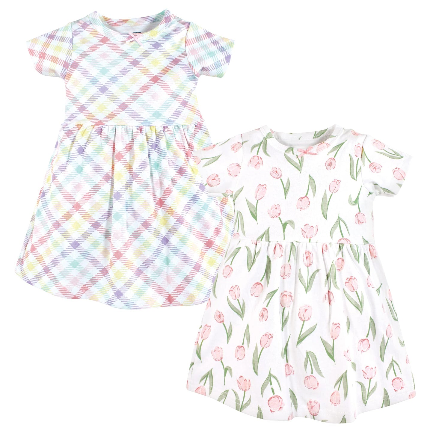 Hudson Baby Baby Girls Cotton Dresses Casual Dress, Pink Tulips, 2-3T Us