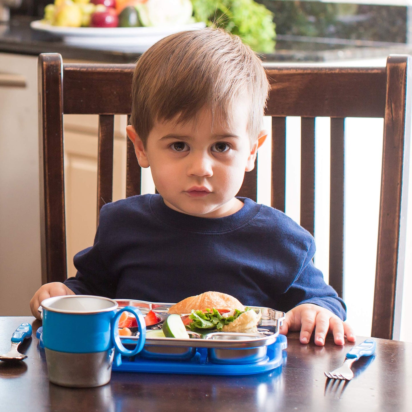 Innobaby Din Din Smart Stainless Steel Cup (9 Oz) With Handle For Babies, Toddlers And Kids. Bpa Free, Blue