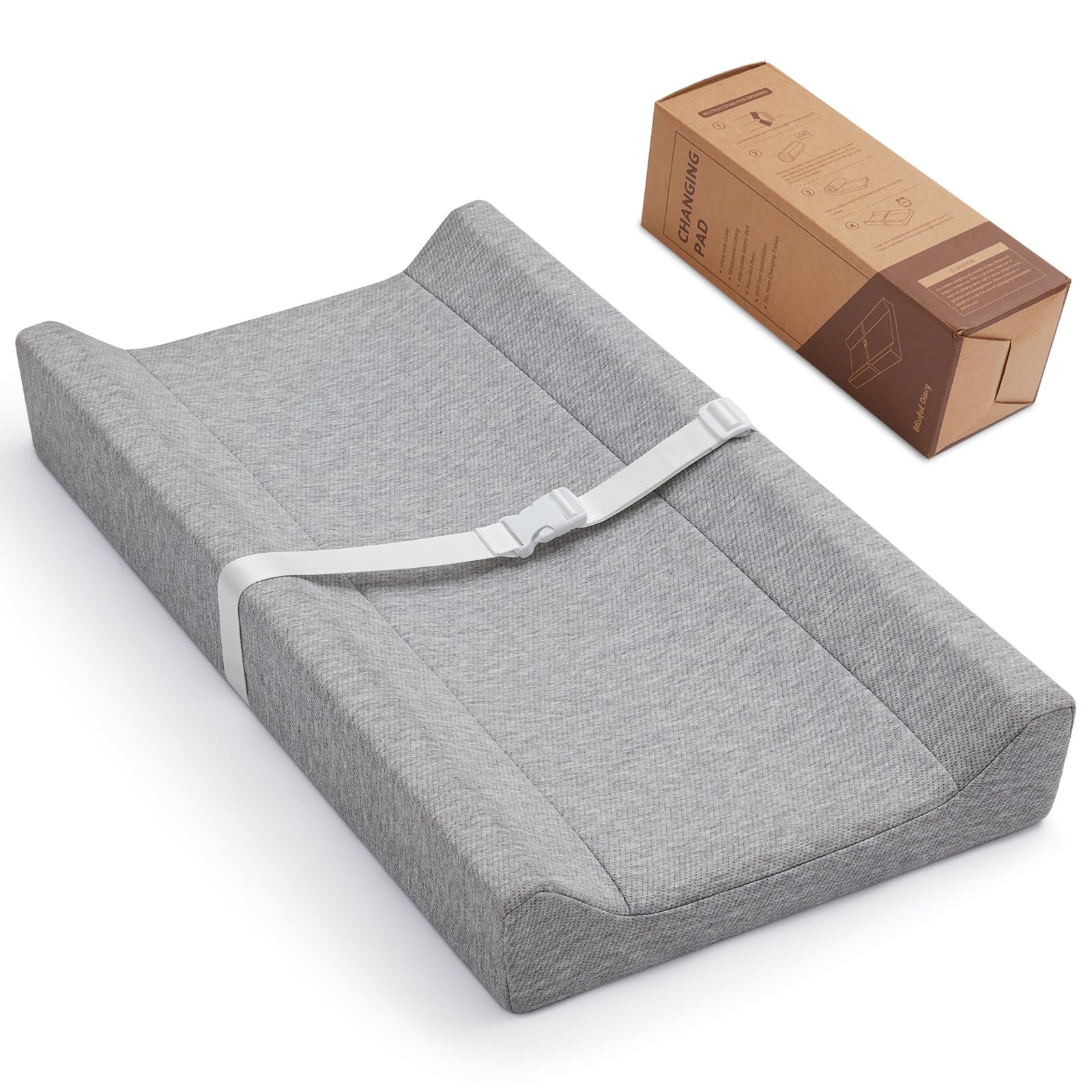 Blissful Diary Baby Changing Pad With Waterproof Lining Foam, Includes A Soft & Washable Cover, Contoured Changing Table Pads Fo
