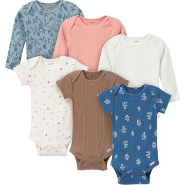 Gerber Unisex Baby Multi-Pack Onesies Bodysuits (Short And Long Sleeve), Garden Floral, 0-3 Months