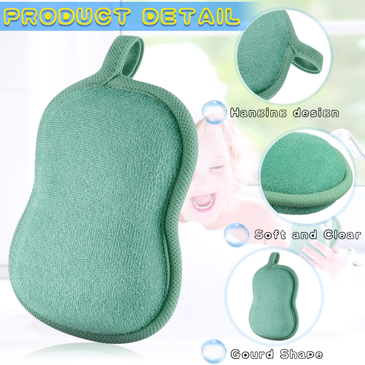 4 Pieces Baby Bath Sponge Cotton Baby Sponge Soft And Absorbent Sponge For Kids Babies Men Women (Red, Purple, Green, Orange)