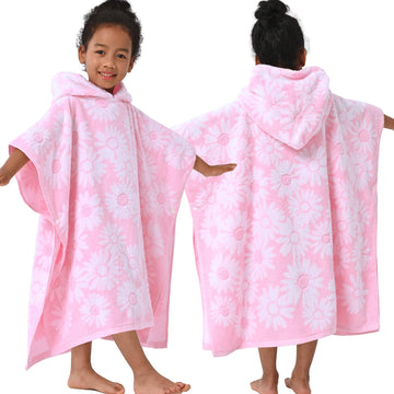 Voova & Movas Thick Hooded Bath Towel Poncho For Kids (4-8Years) - Soft, Absorbent Turkish Cotton Swim Towel Robe, Perfect For B