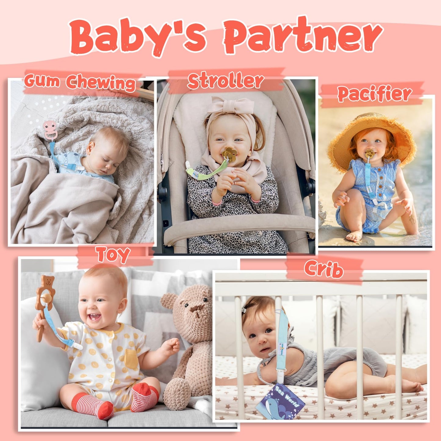 Babygoal Pacifier Clips, 6 Pack Pacifier Holder For Boys And Girls Fits Most Pacifier Styles & Baby Toys And Baby Gift 6Mp10