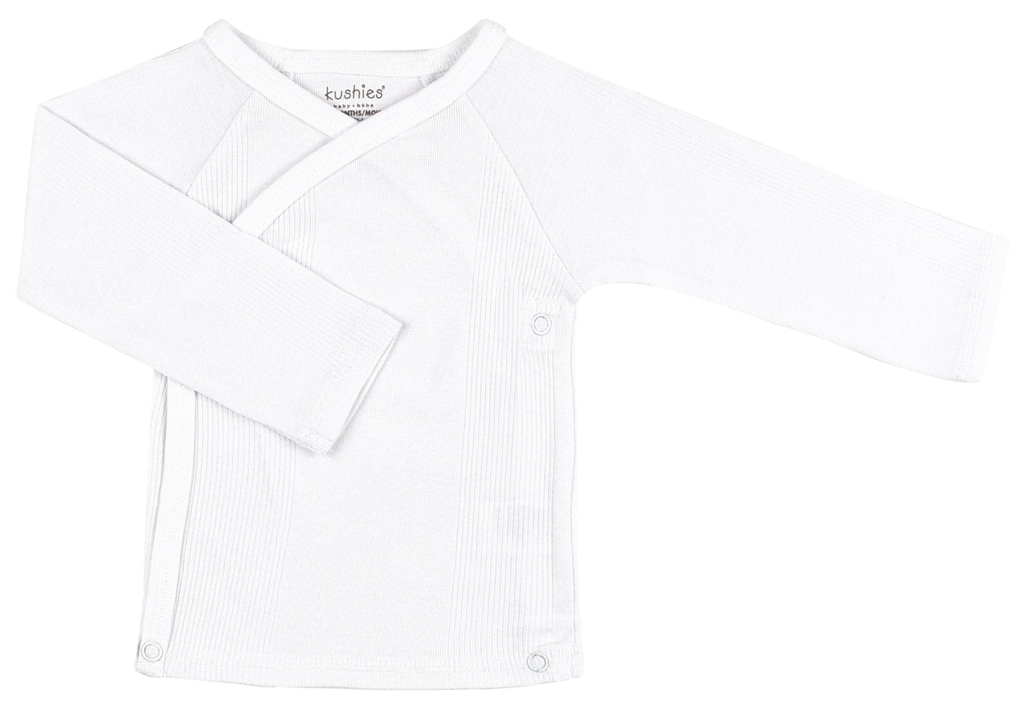 Kushies Unisex-Baby Newborn Everyday Layette Long-Sleeve Wrap Tee, White, 3 Months
