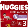 Huggies Size 3 Diapers, Little Movers Baby Diapers, Size 3 (16-28 Lbs), 136 Count