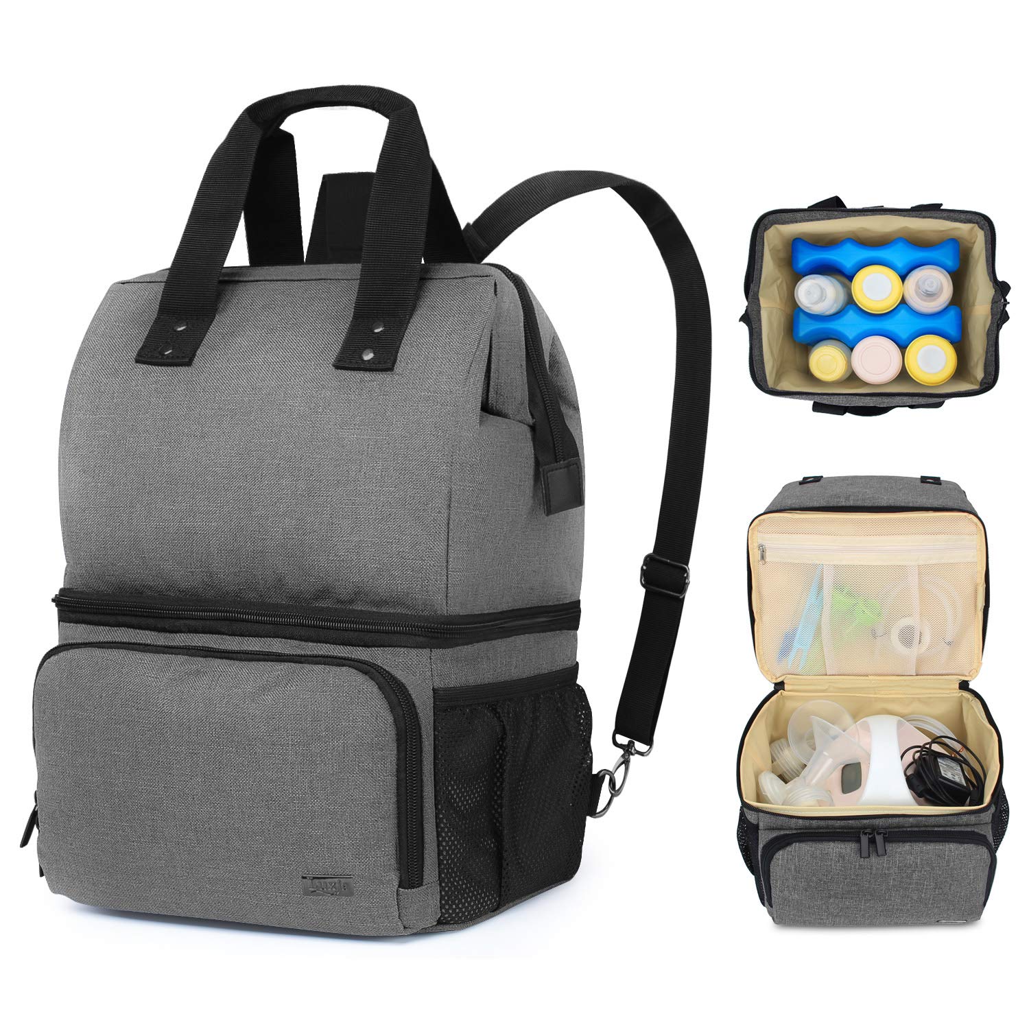 Luxja Breast Pump Bag With 2 Compartments For Breast Pump And Cooler Bag, Breast Pumping Bag With 2 Options For Wearing (Fits Mo