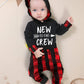 Fommy Baby Boy Clothes 6-9 Months New To The Crew Letter Print Hoodies+Plaid Long Pants 2Pcs Outfits Set Stuff Gifts