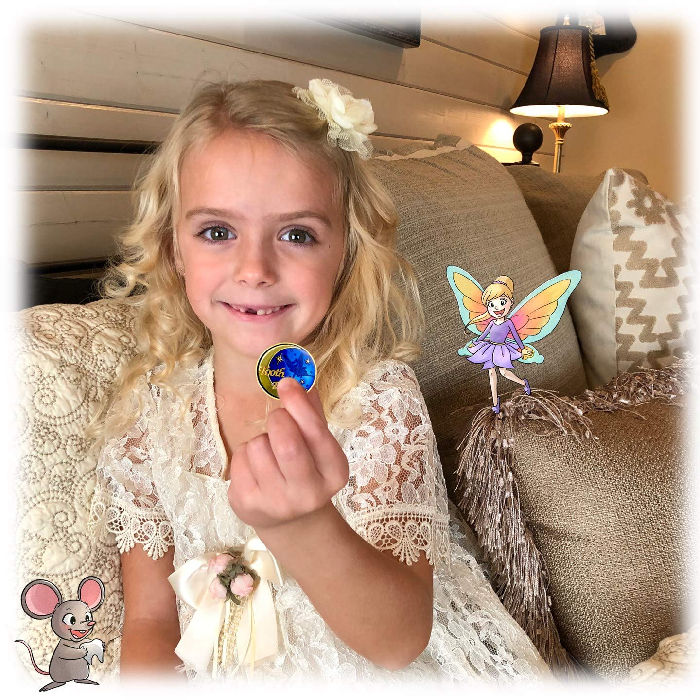 Liphontcta Gold Tooth Fairy Coin Gift Keepsake With Tooth Fairy Story Video For Boys And Girls With Velvet Pouch