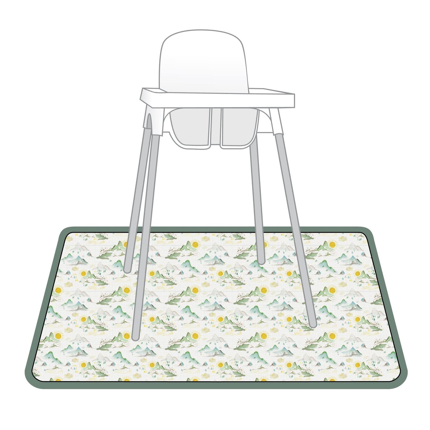 Bapronbaby Mountain Mist Splash Mat - Waterproof Catch-All For Under High Chairs, Floors, Tables, Playtime Or Arts & Crafts - Ma
