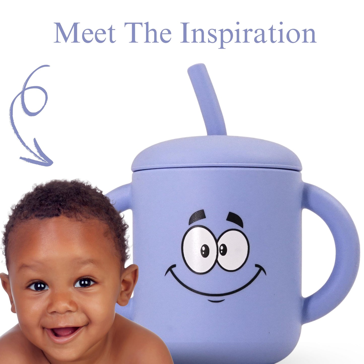 Fumiko Sippy Cups For Toddlers 1-3 - Adorable Personality Designs, Built-In Straw Lock, Easy-Grip Handles, (Dimples)