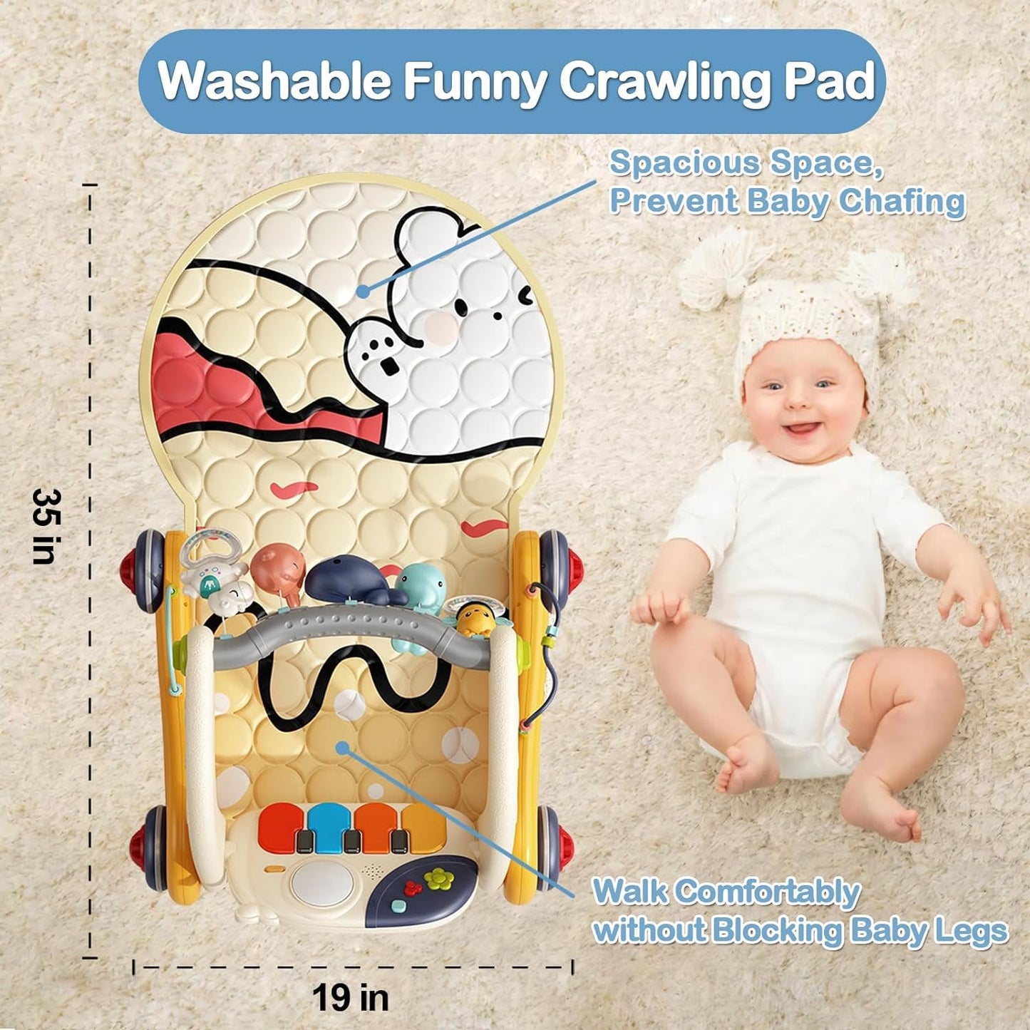 Wetoylst Baby Play Mat Activity Gym, Baby Kick Play Piano Gym Mats Musicial Lights, Tummy Time Toys Mat For Infant Babies Newbor