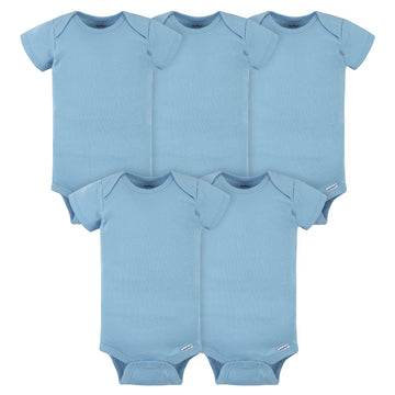 Gerber Baby 5-Pack Solid Onesies Bodysuits, Blue, 3-6 Months