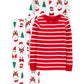 Simple Joys By Carter'S Baby 3-Piece Snug-Fit Cotton Holiday Pajama Set, Red Stripe/White Christmas Print, 6-9 Months
