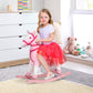 Qaba Kids Rocking Horse Plush Ride On Toy Toddler Rocker for Boys Girls Gifts with Realistic Sounds, Pink