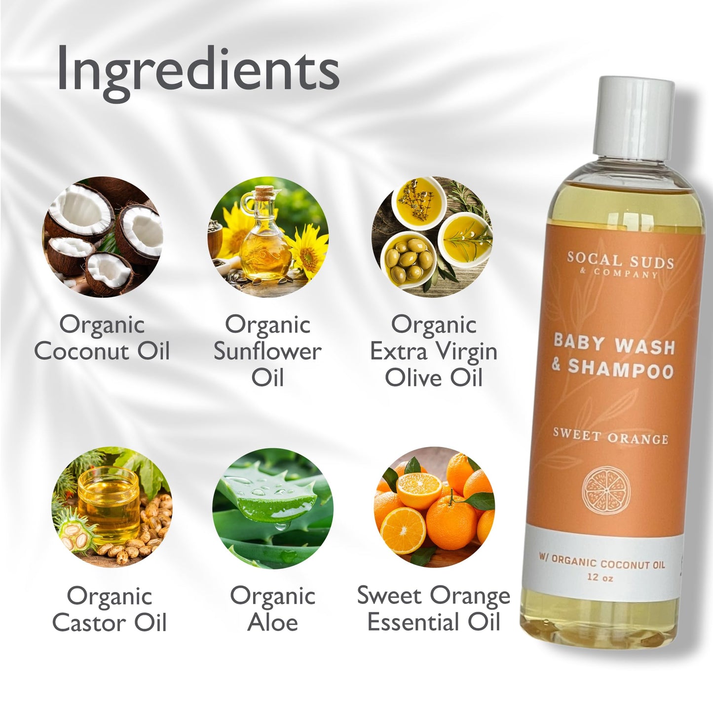 Socal Suds & Company Baby Shampoo & Body Wash, 2-In-1 Organic Gel-Gentle Castile Soap With Vitamin-Infused Oils & Botanicals - N