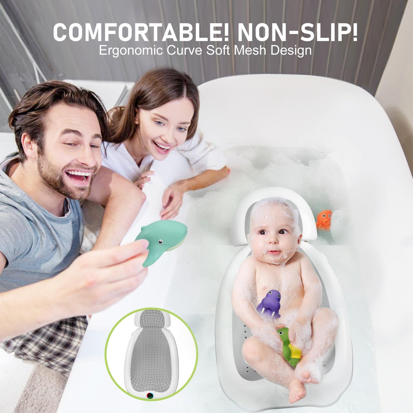 Baby Bath Support Newborn Bathtub With Thermometer,Foldable Baby Tubs For Newborns Baby Bathtub,Soft Sink Baby Bath Tub For Newb