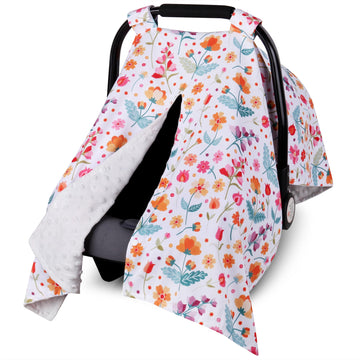 Metplus 2 in 1 Flowers Baby Car Seat Cover, Car Seat Canopy for Babies, Mom Multiuse Nursing Cover, Minky Baby Carrier Covers, N