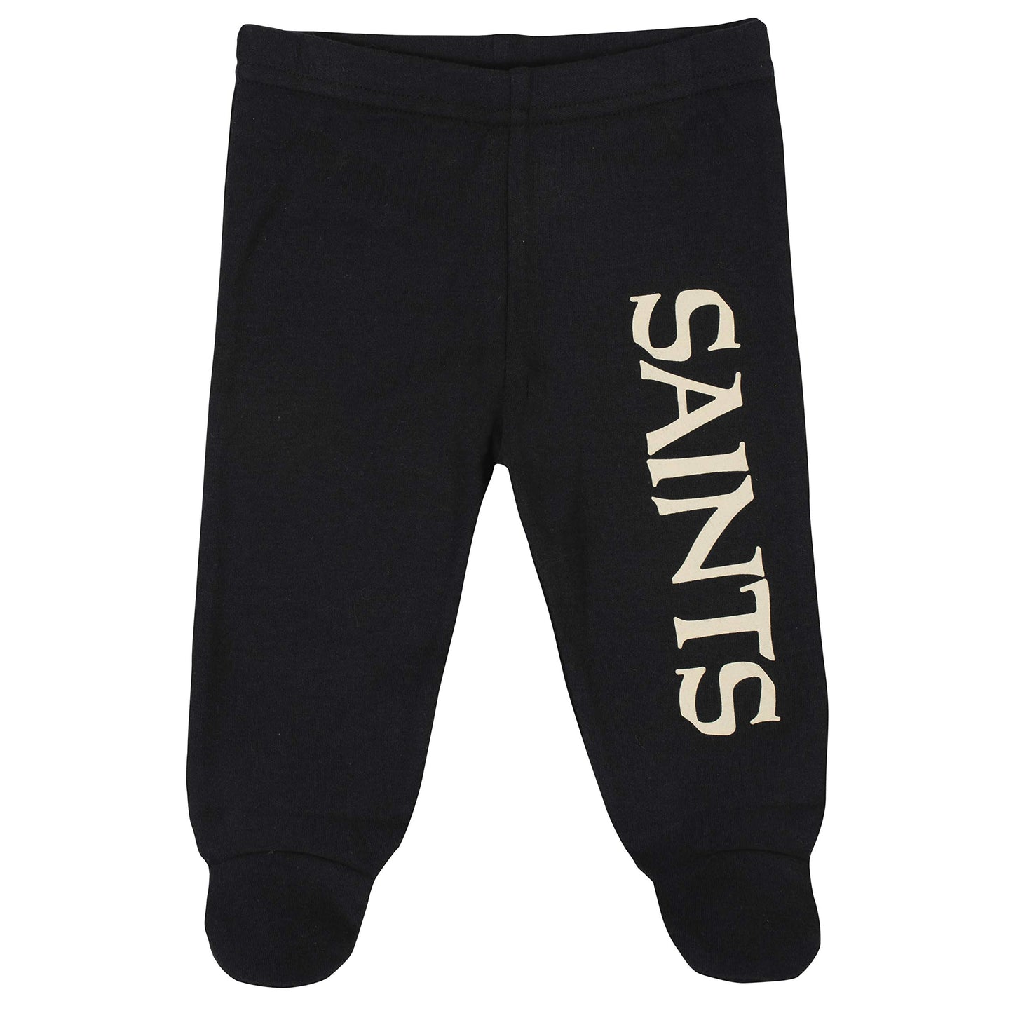 Gerber Nfl New Orlean Saints 3 Pack Bodysuit Footed Pant And Cap Registry Gift Set, Black/White New Orlean Saints, 6-9M
