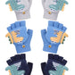 Bencailor 3 Pair Convertible Mittens Kids Knitted Warm Fingerless Gloves Toddler Cartoon Gloves with Mitten Cover for Boy Girl (