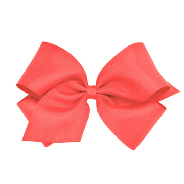 Wee Ones Girls' Classic Grosgrain Hair Bow With Plain Wrap Center On A Weestay Hair Clip, Handmade, King Sized Bow, Watermelon