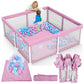 TOREVSIOR Foldable Baby Playpen with Mat, 50  50 Collapsible Playpen for Babies and Toddlers, Indoor & Outdoor Kids Safety Play 