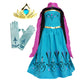 Cokos Box Girls Coronation Dress Costume Cape Gloves Tiara Crown Accessories Kids Set (4T, Blue)